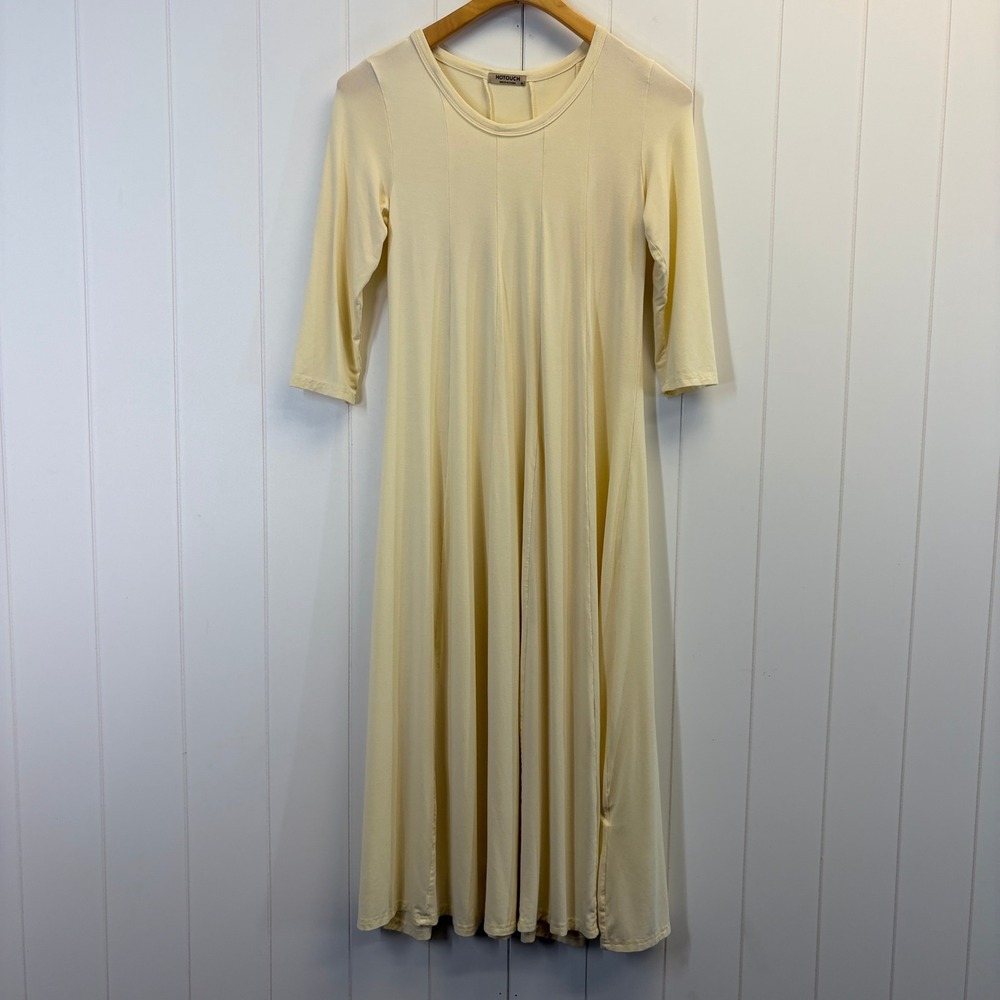 Hotouch Modest Knit Midi Dress Women Small Pastel Minimalist Farm Girl Stretchy